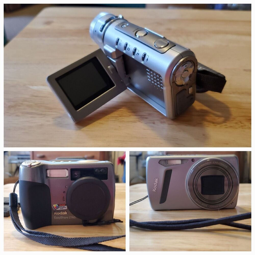 Lot of 2 Kodak Digital Cameras & 1 Digital Microtek Camcorder all FOR PARTS ONLY